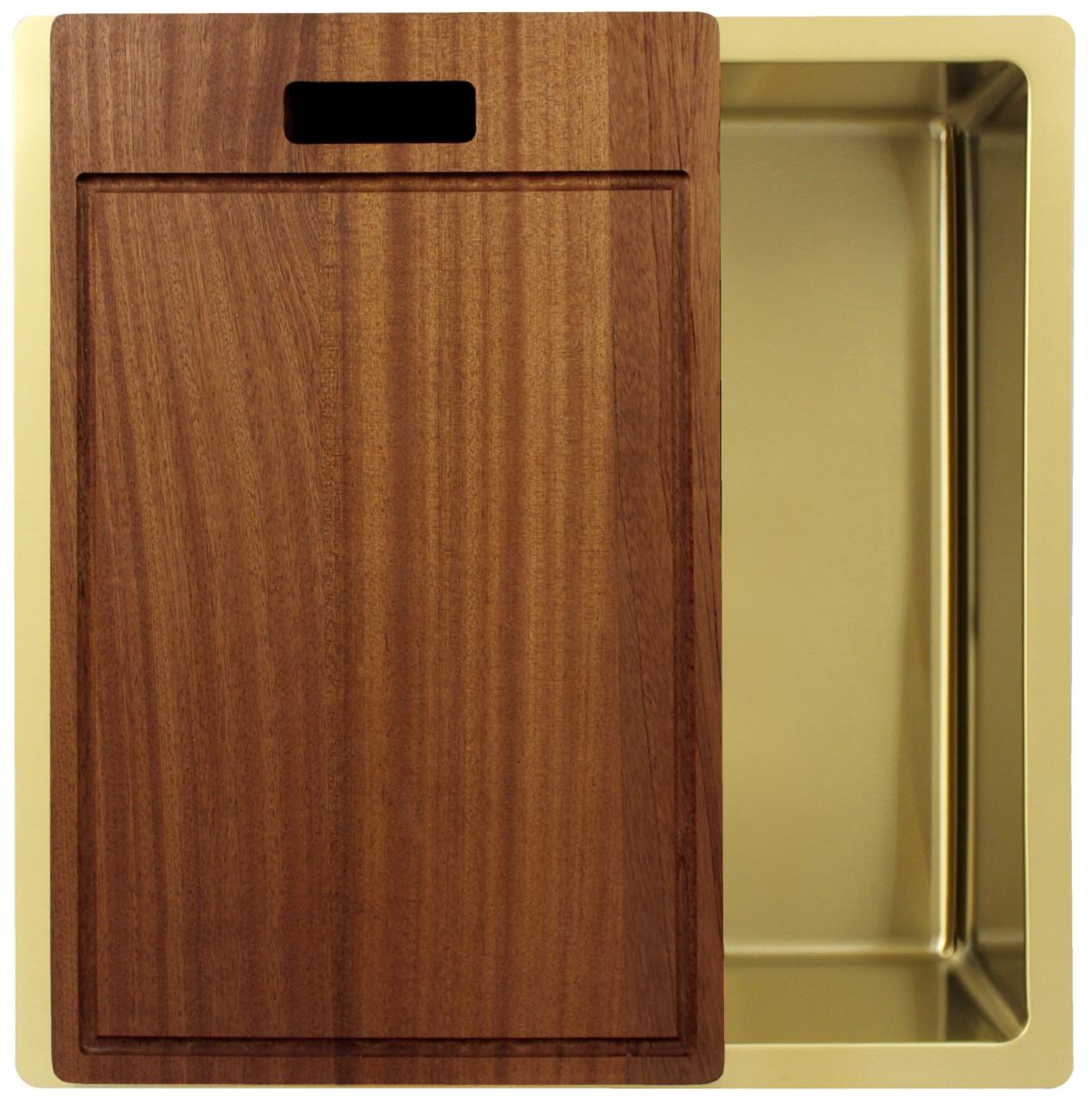 Pure.Sink Exclusivo Gouden spoelbak 40x40 cm 10mm radius onderbouw, vlakbouw en opbouw PEX4040-60 - Productafbeelding 5