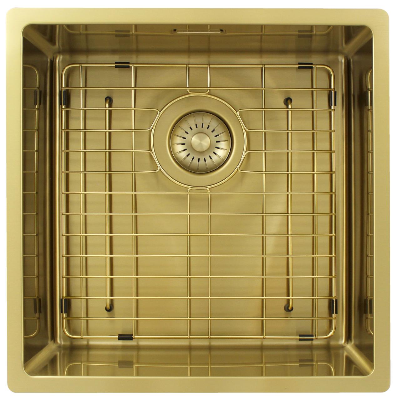 Pure.Sink Exclusivo Gouden spoelbak 40x40 cm 10mm radius onderbouw, vlakbouw en opbouw PEX4040-60 - Productafbeelding 6
