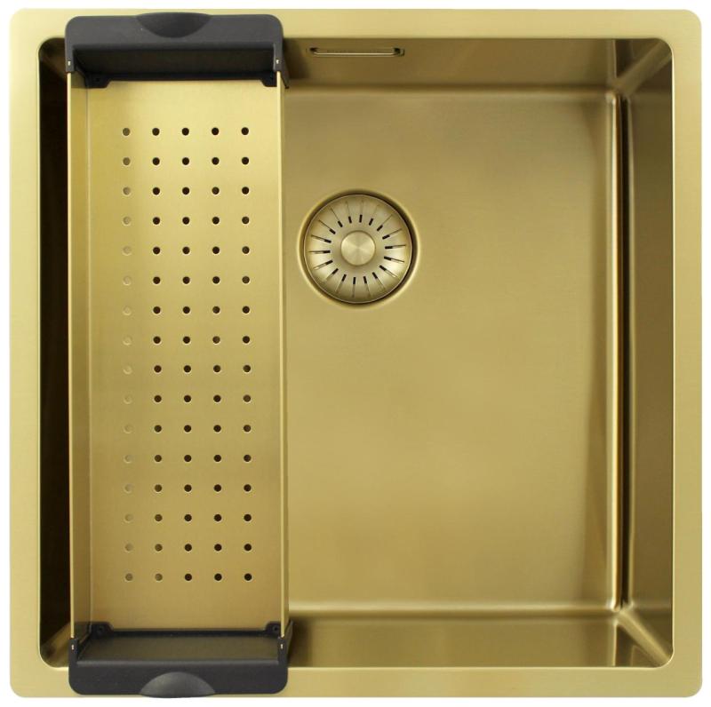 Pure.Sink Exclusivo Gouden spoelbak 40x40 cm 10mm radius onderbouw, vlakbouw en opbouw PEX4040-60