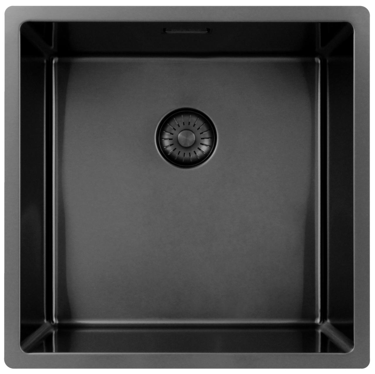 Pure.Sink Exclusivo Gun metal spoelbak 40x40 cm 10mm radius onderbouw, vlakbouw en opbouw PEX4040-61 - Productafbeelding