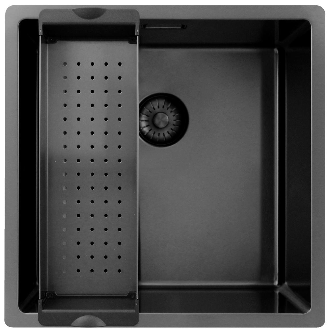Pure.Sink Exclusivo Gun metal spoelbak 40x40 cm 10mm radius onderbouw, vlakbouw en opbouw PEX4040-61 - Productafbeelding 3