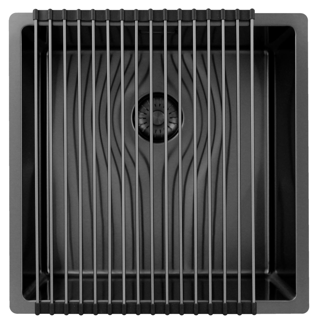 Pure.Sink Exclusivo Gun metal spoelbak 40x40 cm 10mm radius onderbouw, vlakbouw en opbouw PEX4040-61 - Productafbeelding 4