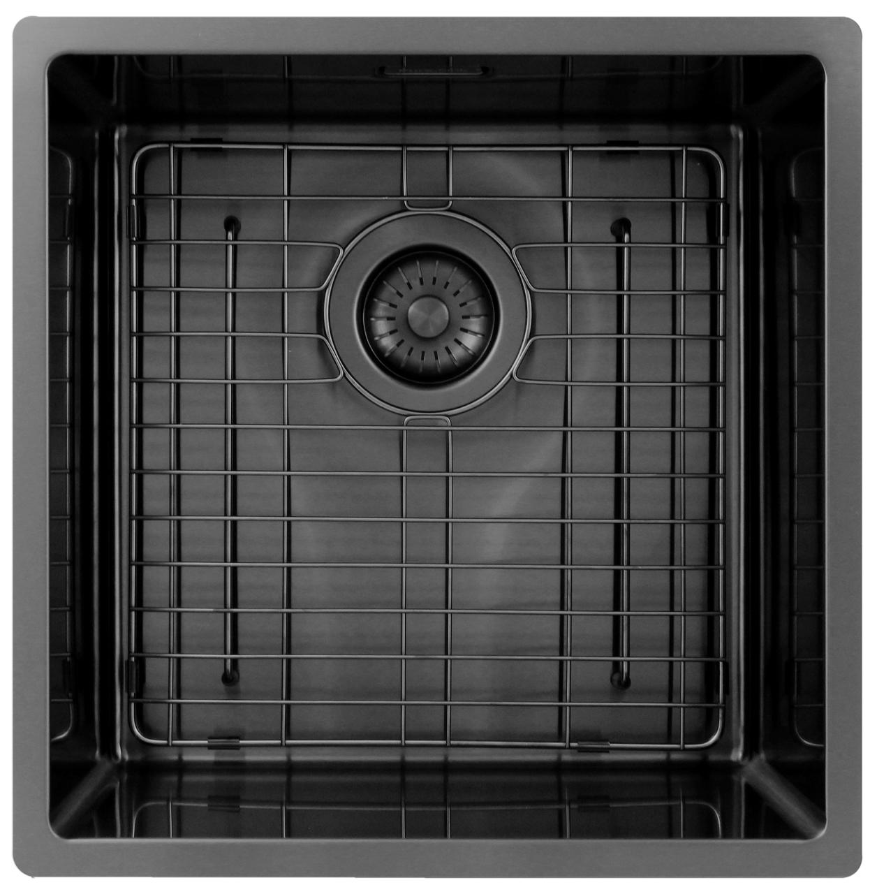 Pure.Sink Exclusivo Gun metal spoelbak 40x40 cm 10mm radius onderbouw, vlakbouw en opbouw PEX4040-61 - Productafbeelding 5
