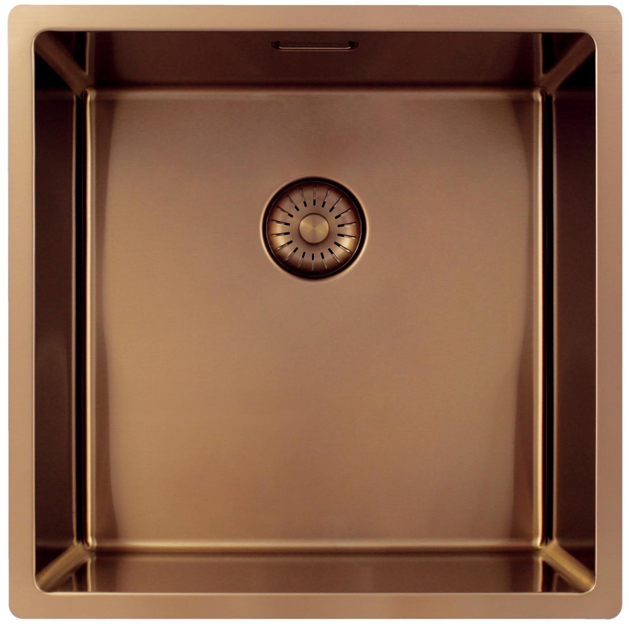 Pure.Sink Exclusivo Koperen spoelbak 40x40 cm 10mm radius onderbouw, vlakbouw en opbouw PEX4040-62 - Productafbeelding
