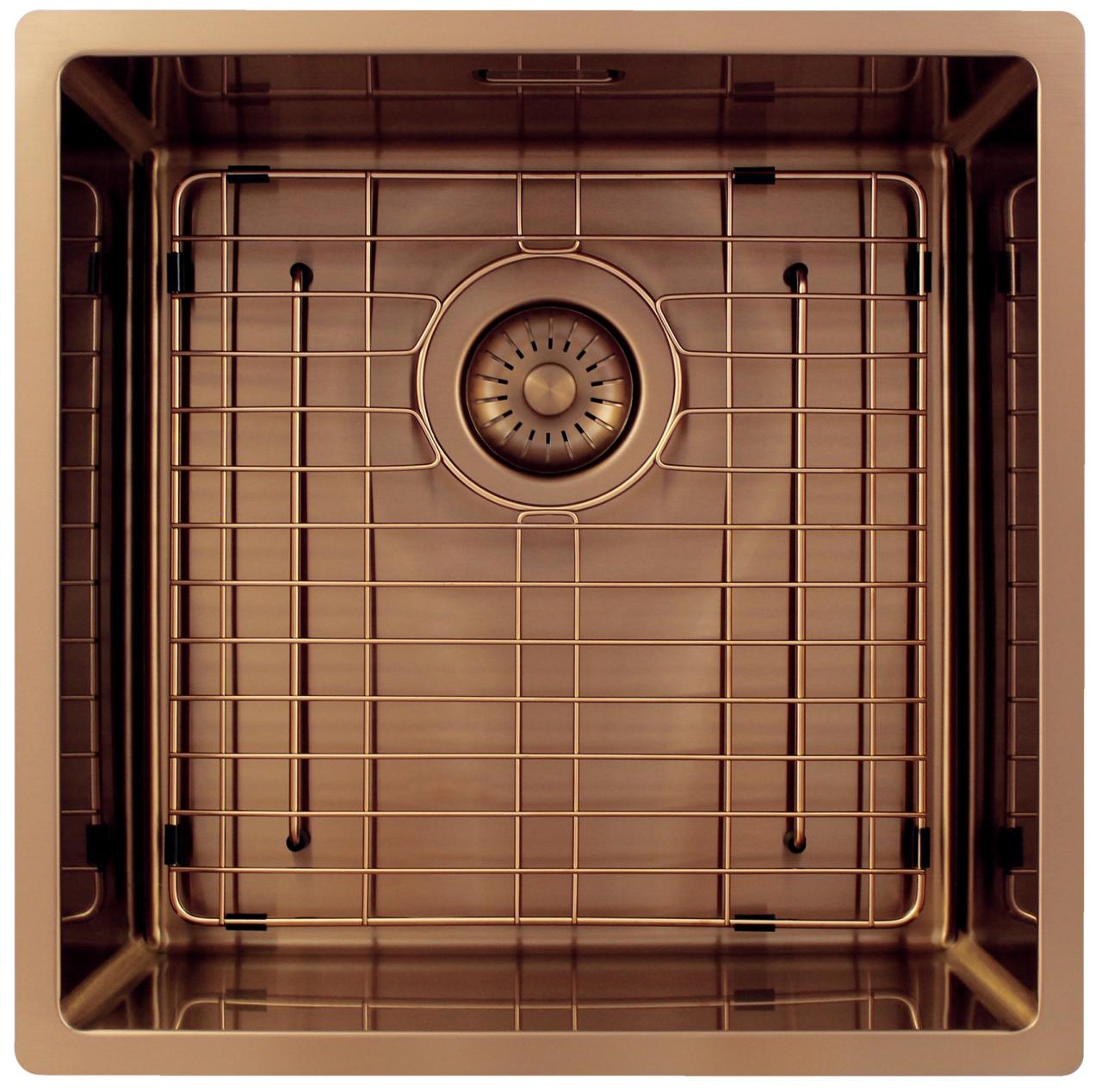 Pure.Sink Exclusivo Koperen spoelbak 40x40 cm 10mm radius onderbouw, vlakbouw en opbouw PEX4040-62 - Productafbeelding 5