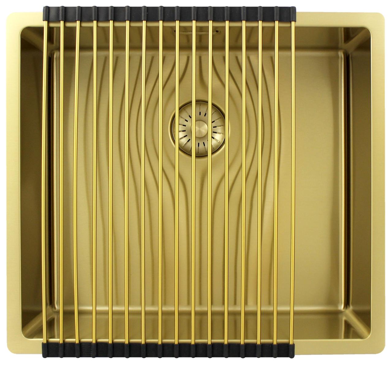 Pure.Sink Exclusivo Gouden spoelbak 45x40 cm 10mm radius onderbouw, vlakbouw en opbouw PEX4540-60 - Productafbeelding 4