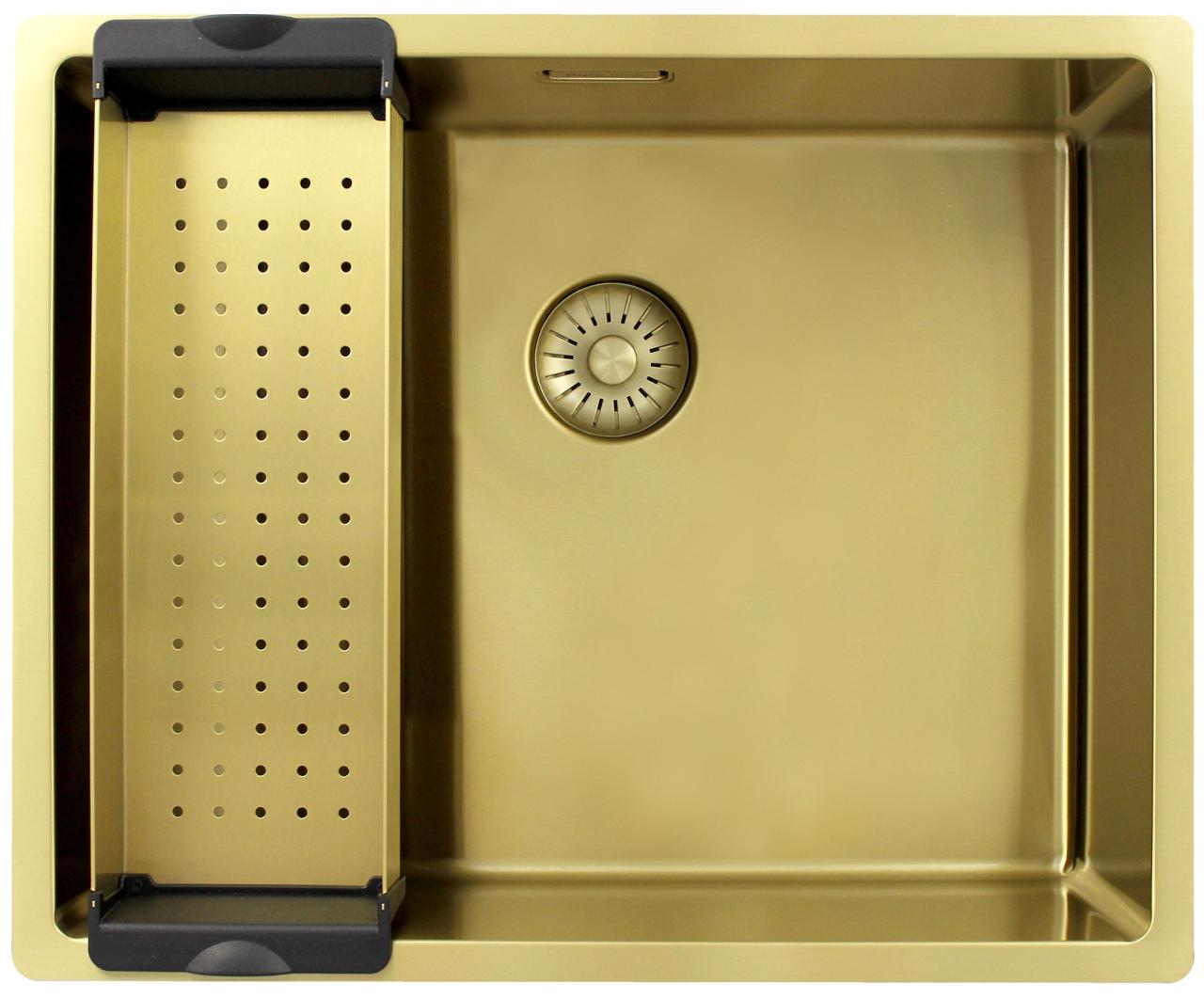 Pure.Sink Exclusivo Gouden spoelbak 50x40 cm 10mm radius onderbouw, vlakbouw en opbouw PEX5040-60 - Productafbeelding 3