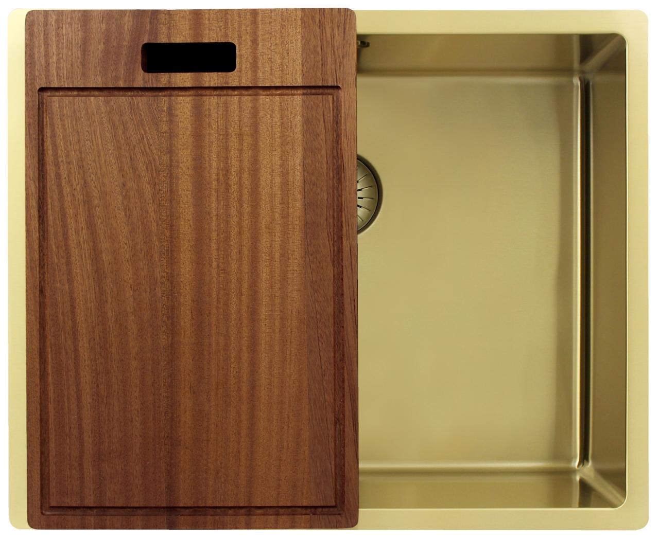 Pure.Sink Exclusivo Gouden spoelbak 50x40 cm 10mm radius onderbouw, vlakbouw en opbouw PEX5040-60 - Productafbeelding 5
