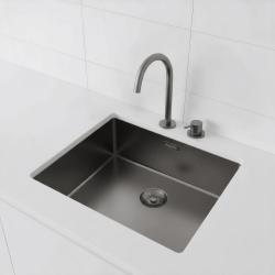 Pure.Sink Exclusivo Gun metal spoelbak 50x40 cm 10mm radius onderbouw, vlakbouw en opbouw PEX5040-61