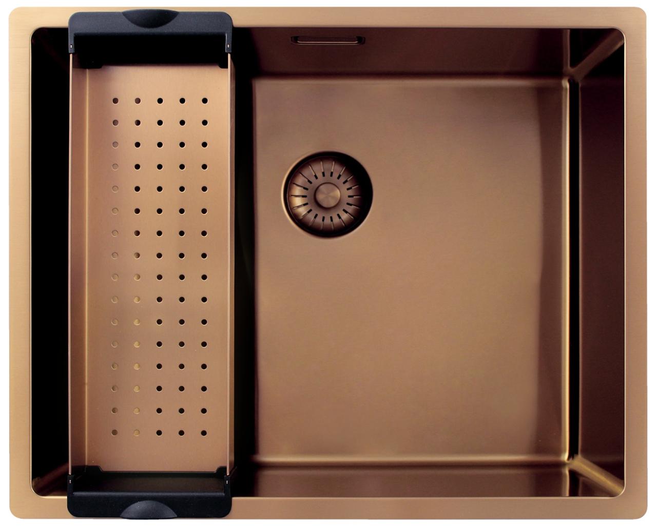Pure.Sink Exclusivo Koperen spoelbak 50x40 cm 10mm radius onderbouw, vlakbouw en opbouw PEX5040-62 - Productafbeelding 3