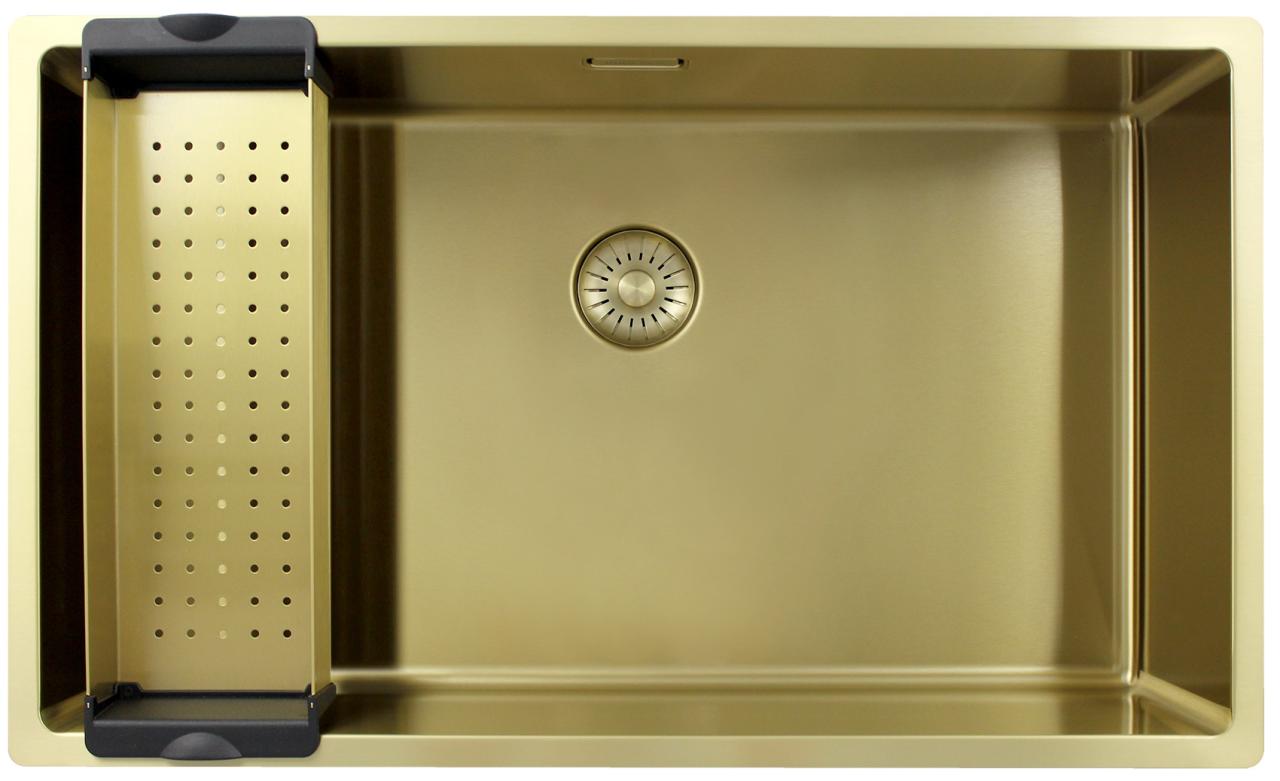 Pure.Sink Exclusivo grote Gouden spoelbak 70x40 cm 10mm radius onderbouw, vlakinbouw en opbouw PEX7040-60 - Productafbeelding 3
