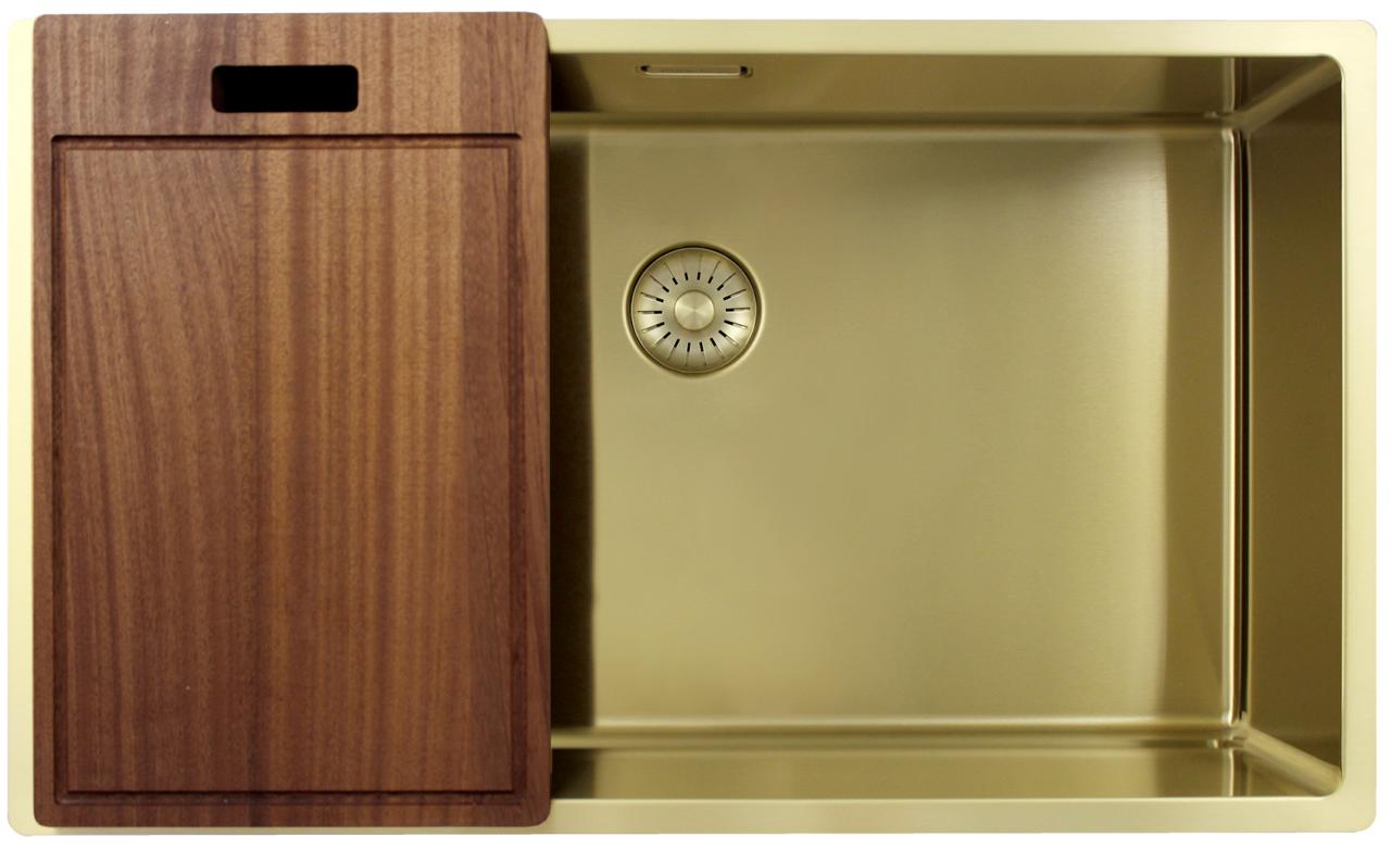 Pure.Sink Exclusivo grote Gouden spoelbak 70x40 cm 10mm radius onderbouw, vlakinbouw en opbouw PEX7040-60 - Productafbeelding 4
