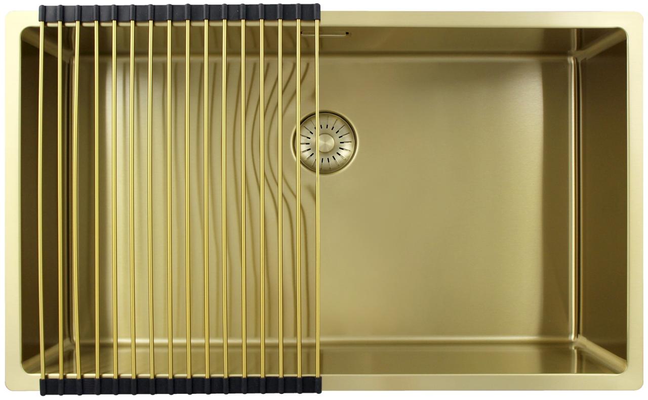 Pure.Sink Exclusivo grote Gouden spoelbak 70x40 cm 10mm radius onderbouw, vlakinbouw en opbouw PEX7040-60 - Productafbeelding 5
