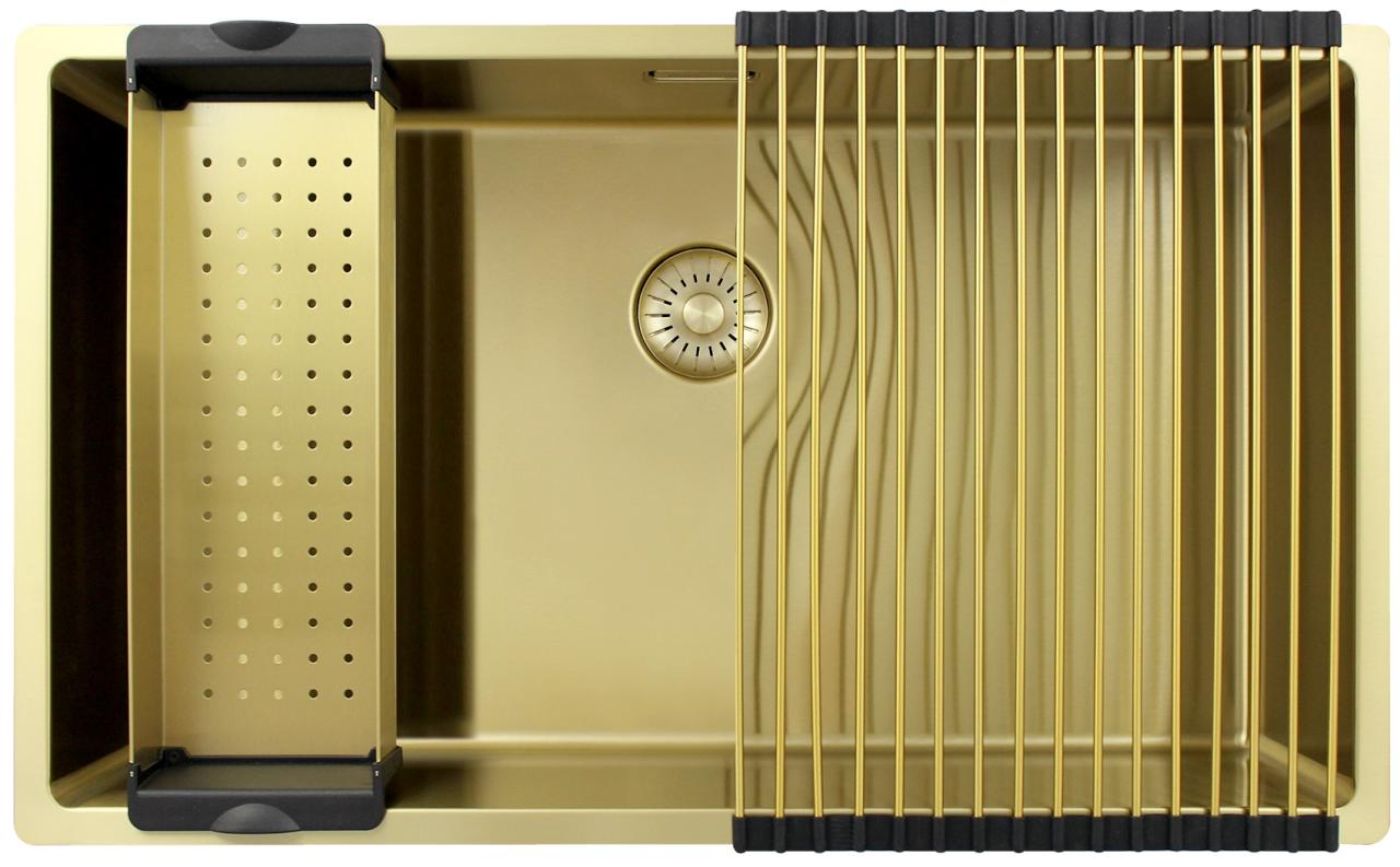 Pure.Sink Exclusivo grote Gouden spoelbak 70x40 cm 10mm radius onderbouw, vlakinbouw en opbouw PEX7040-60 - Productafbeelding 7