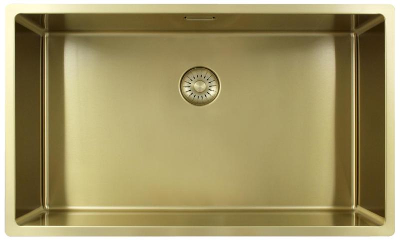 Pure.Sink Exclusivo grote Gouden spoelbak 70x40 cm 10mm radius onderbouw, vlakinbouw en opbouw PEX7040-60