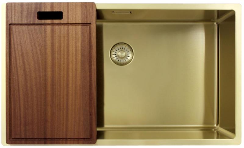 Pure.Sink Exclusivo grote Gouden spoelbak 70x40 cm 10mm radius onderbouw, vlakinbouw en opbouw PEX7040-60
