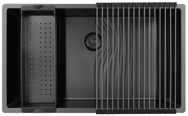 Pure.Sink Exclusivo grote Gun metal spoelbak 70x40 cm 10mm radius onderbouw, vlakinbouw en opbouw PEX7040-61