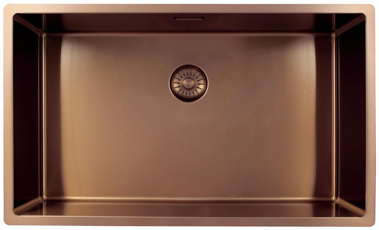 Pure.Sink Exclusivo grote Koperen spoelbak 70x40 cm 10mm radius onderbouw, vlakinbouw en opbouw PEX7040-62 - Productafbeelding