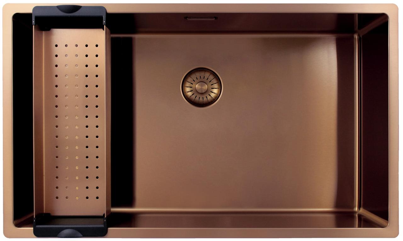 Pure.Sink Exclusivo grote Koperen spoelbak 70x40 cm 10mm radius onderbouw, vlakinbouw en opbouw PEX7040-62 - Productafbeelding 3