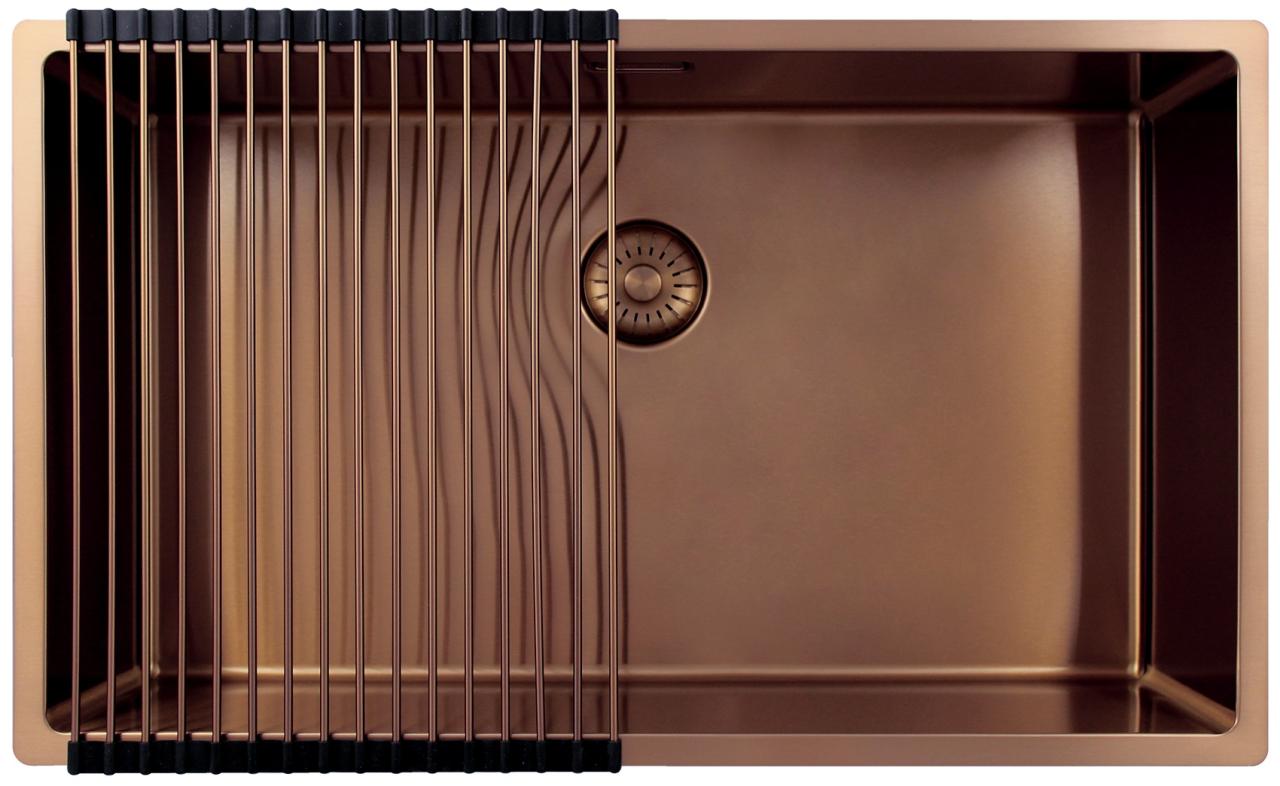 Pure.Sink Exclusivo grote Koperen spoelbak 70x40 cm 10mm radius onderbouw, vlakinbouw en opbouw PEX7040-62 - Productafbeelding 4