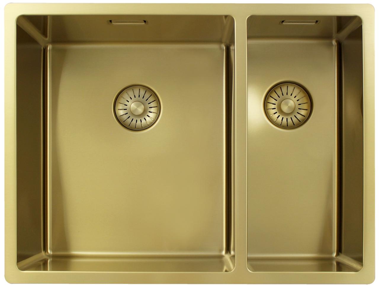 Pure.Sink Exclusivo Gouden 1,5 anderhalve spoelbak 34+18 cm 10mm radius PEX341840-60 - Productafbeelding