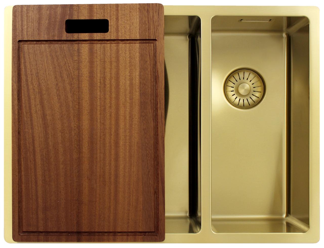 Pure.Sink Exclusivo Gouden 1,5 anderhalve spoelbak 34+18 cm 10mm radius PEX341840-60 - Productafbeelding 6