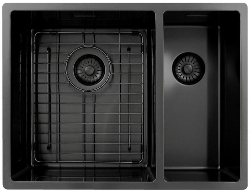 Pure.Sink Exclusivo Gun Metal 1,5 anderhalve spoelbak 34+18 cm 10mm radius PEX341840-61