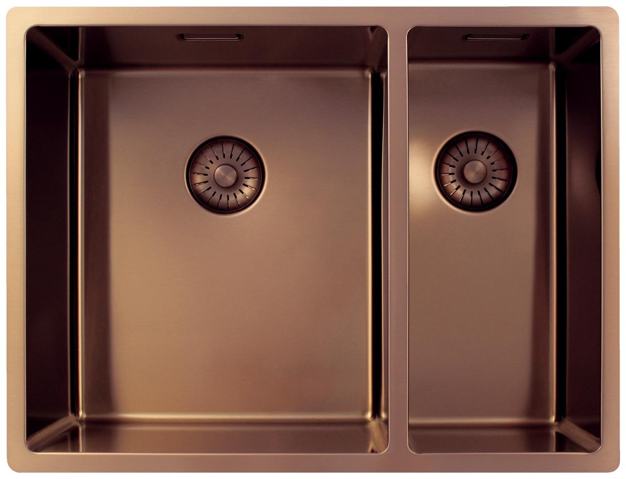 Pure.Sink Exclusivo Koperen 1,5 anderhalve spoelbak 34+18 cm 10mm radius PEX341840-62 - Productafbeelding