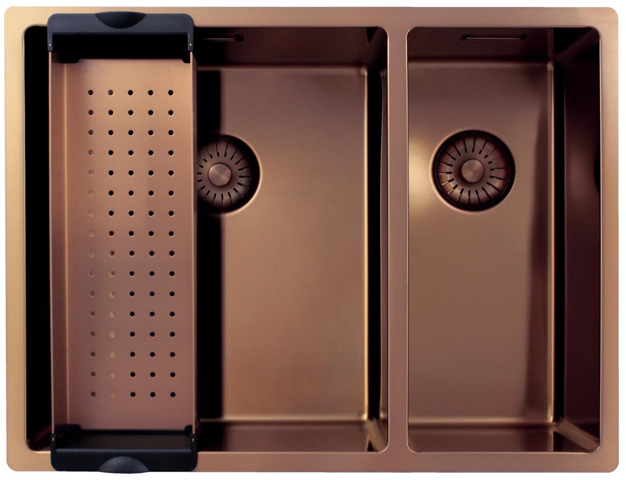 Pure.Sink Exclusivo Koperen 1,5 anderhalve spoelbak 34+18 cm 10mm radius PEX341840-62 - Productafbeelding 3