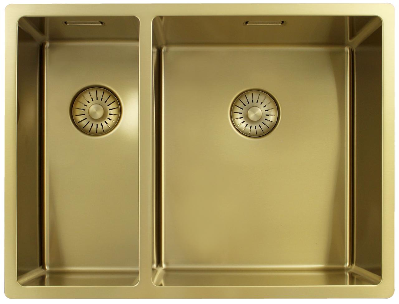 Pure.Sink Exclusivo Gouden 1,5 anderhalve spoelbak 18+34 cm 10mm radius PEX183440-60 - Productafbeelding