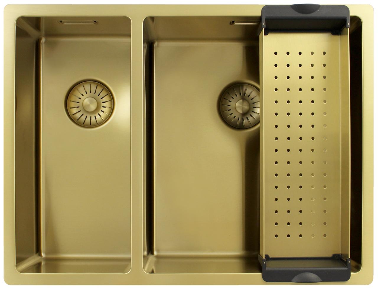 Pure.Sink Exclusivo Gouden 1,5 anderhalve spoelbak 18+34 cm 10mm radius PEX183440-60 - Productafbeelding 3