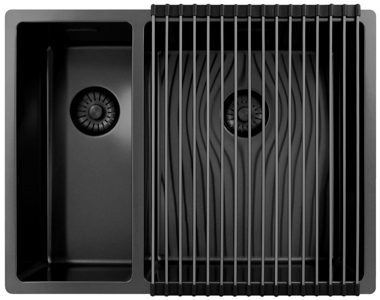 Pure.Sink Exclusivo Gun Metal 1,5 anderhalve spoelbak 18+34 cm  10mm radius PEX183440-61 - Productafbeelding 3