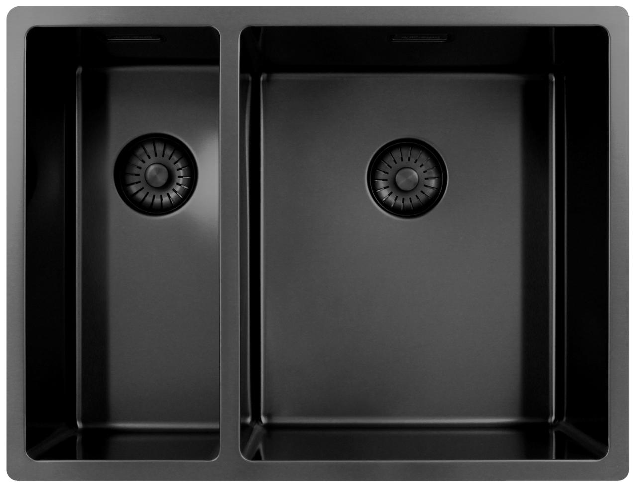 Pure.Sink Exclusivo Gun Metal 1,5 anderhalve spoelbak 18+34 cm  10mm radius PEX183440-61 - Productafbeelding