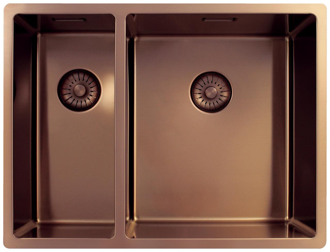 Pure.Sink Exclusivo Koperen 1,5 anderhalve spoelbak 18+34cm 10mm radius PEX183440-62 - Productafbeelding