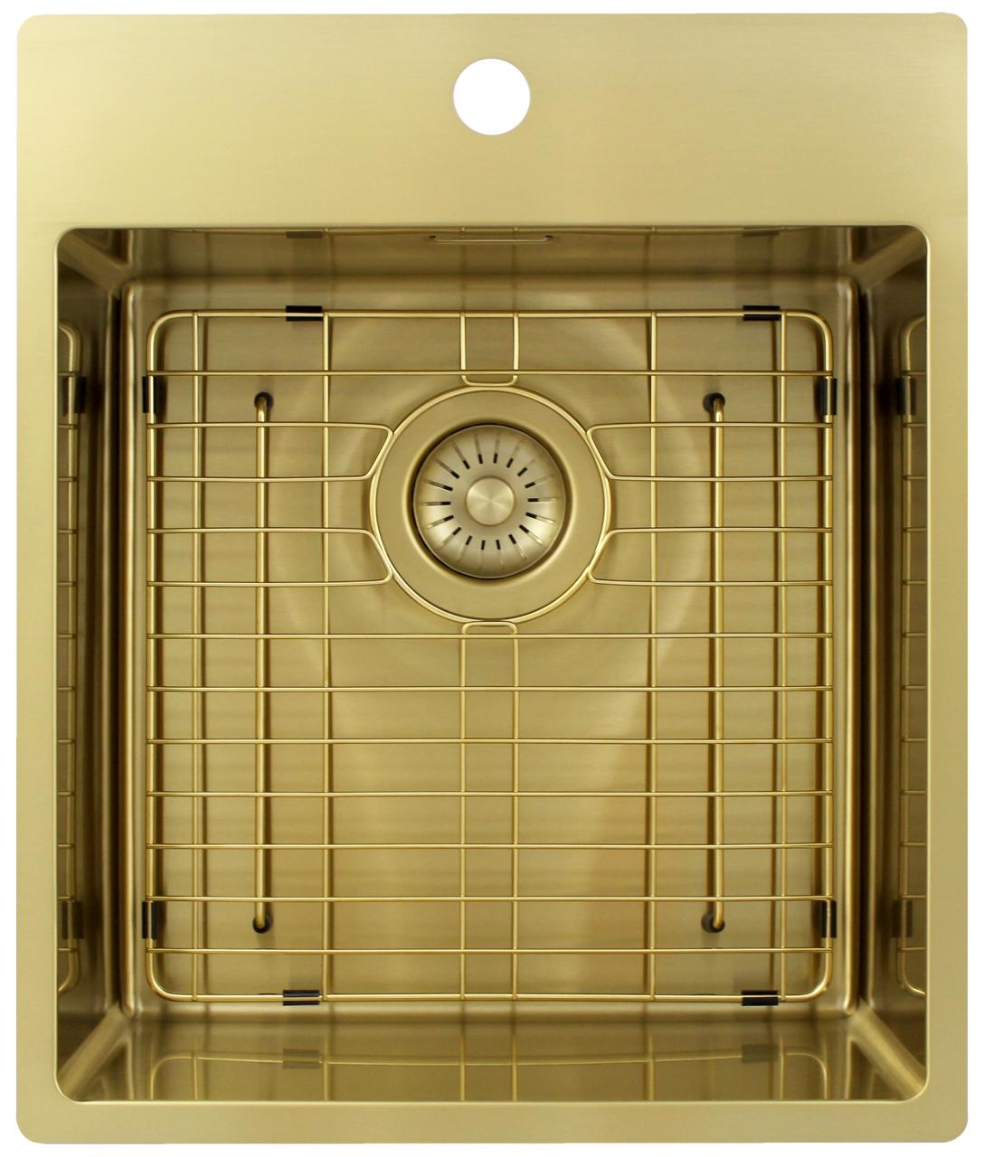 Pure.Sink Exclusivo Gouden spoelbak 44x52 cm Tapwing met kraangatbank 10mm radius  PEX4040T-60 - Productafbeelding 6