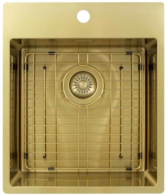 Pure.Sink Exclusivo Gouden spoelbak 44x52 cm Tapwing met kraangatbank 10mm radius  PEX4040T-60