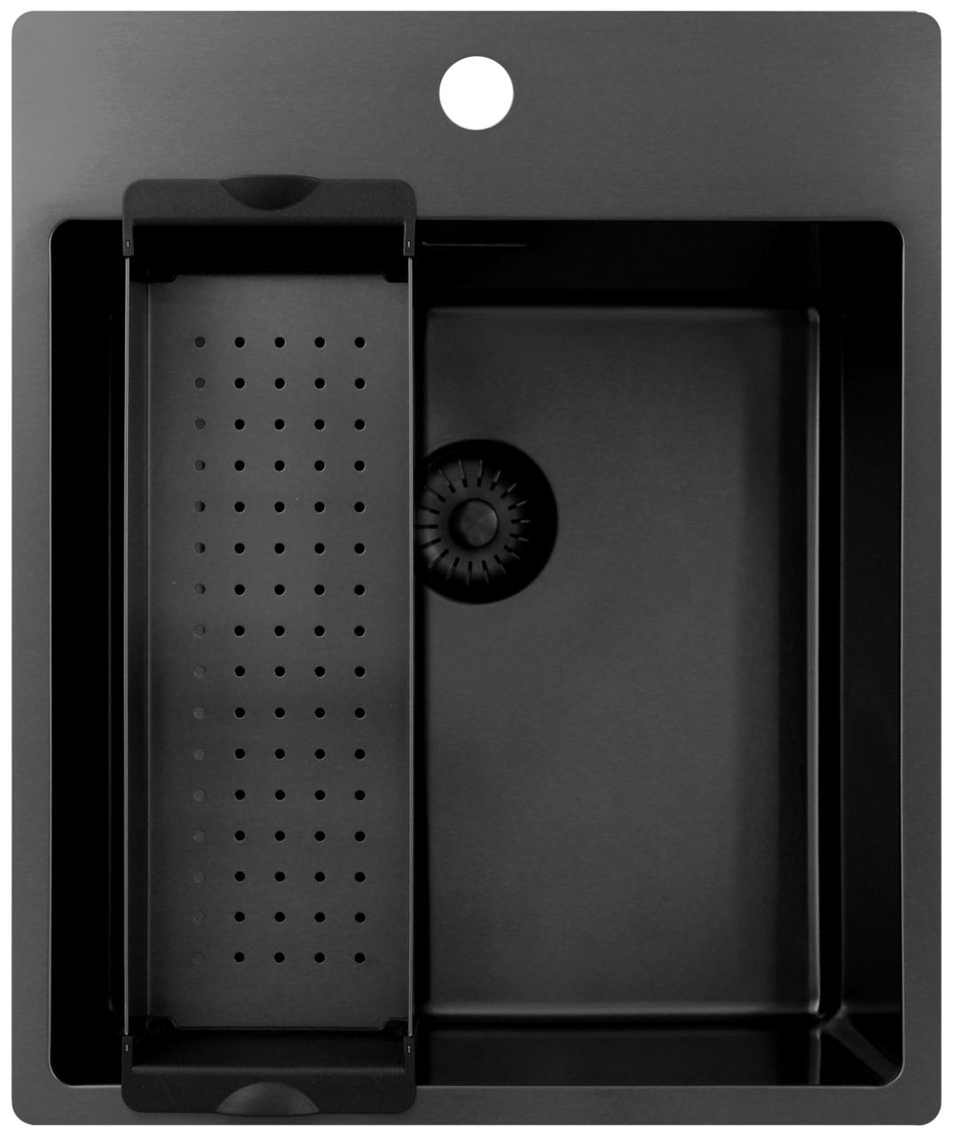 Pure.Sink Exclusivo Gun Metal spoelbak 44x52 cm Tapwing met kraangatbank 10mm radius PEX4040T-61 - Productafbeelding 3