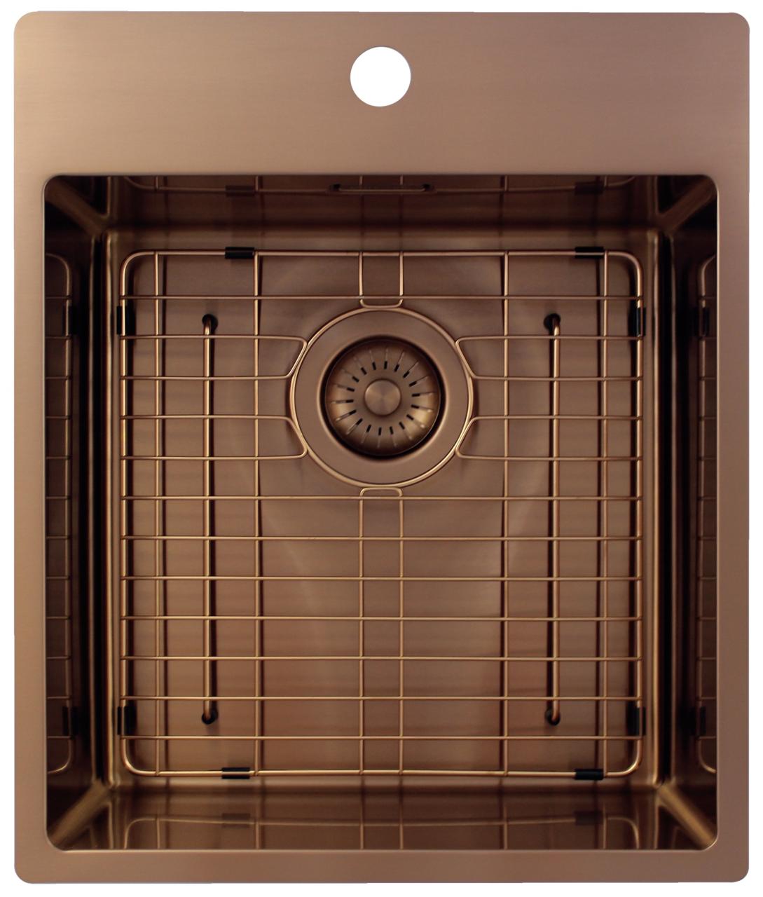 Pure.Sink Exclusivo Koperen spoelbak 44x52 cm Tapwing met kraangatbank 10mm radius PEX4040T-62 - Productafbeelding 5