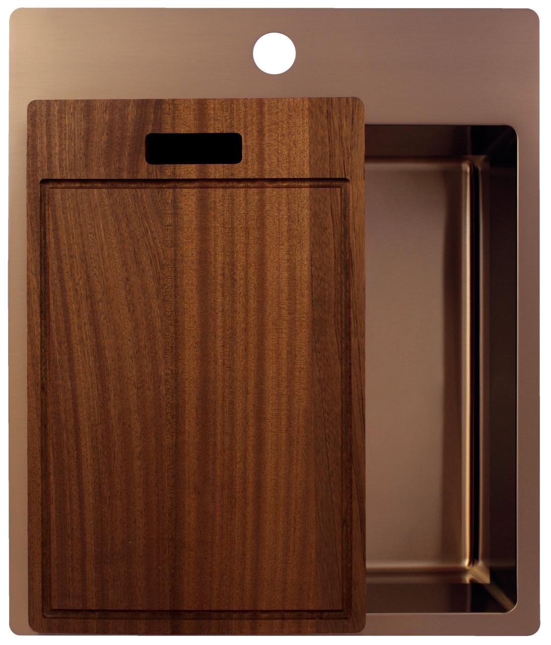 Pure.Sink Exclusivo Koperen spoelbak 44x52 cm Tapwing met kraangatbank 10mm radius PEX4040T-62 - Productafbeelding 6