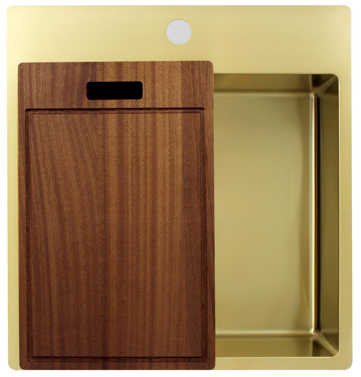 Pure.Sink Exclusivo Gouden spoelbak 49x52 cm Tapwing met kraangatbank 10mm radius PEX4540T-60 - Productafbeelding 6