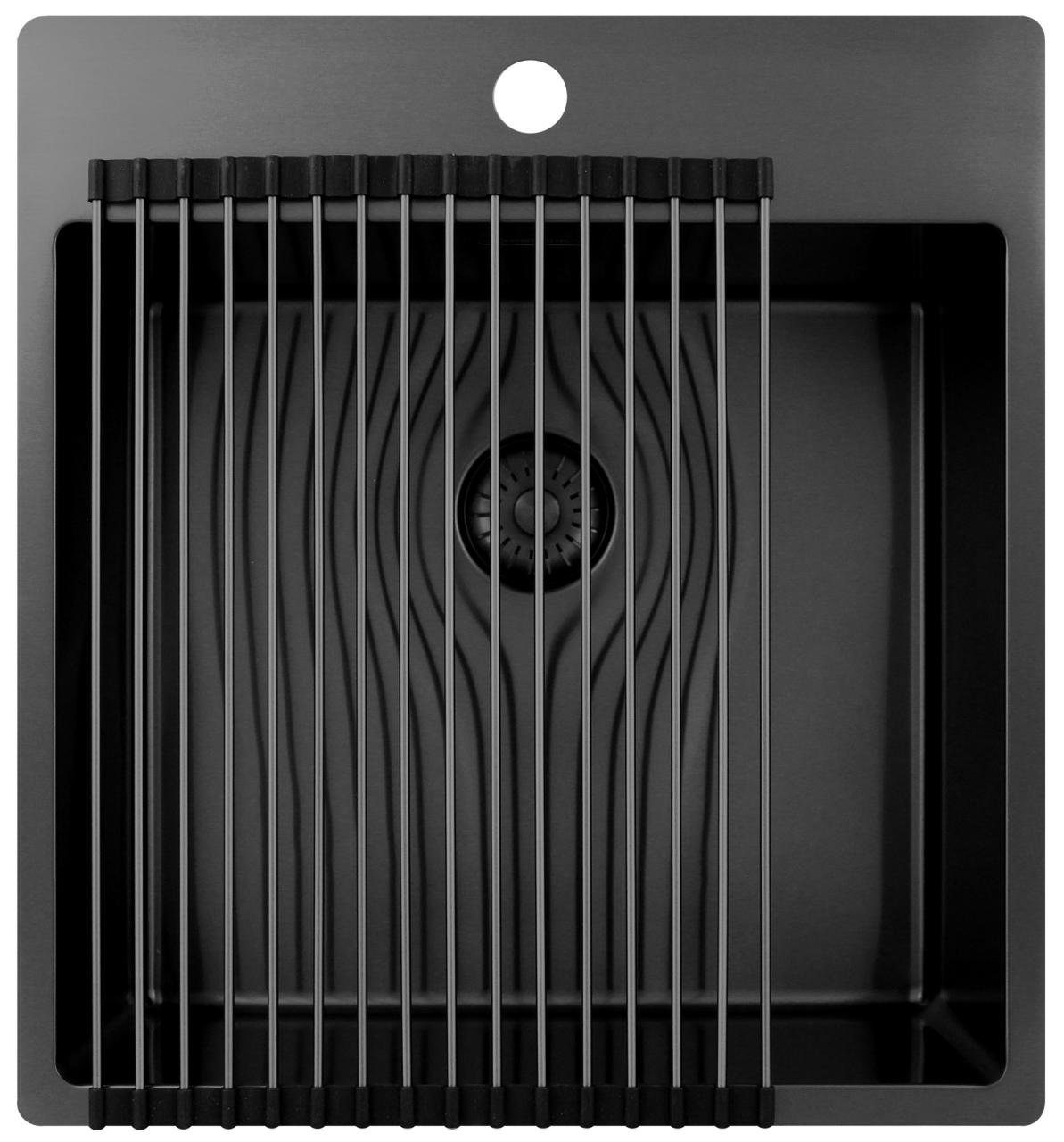 Pure.Sink Exclusivo Gun Metal spoelbak 49x52 cm Tapwing met kraangatbank 10mm radius PEX4540T-61 - Productafbeelding 4