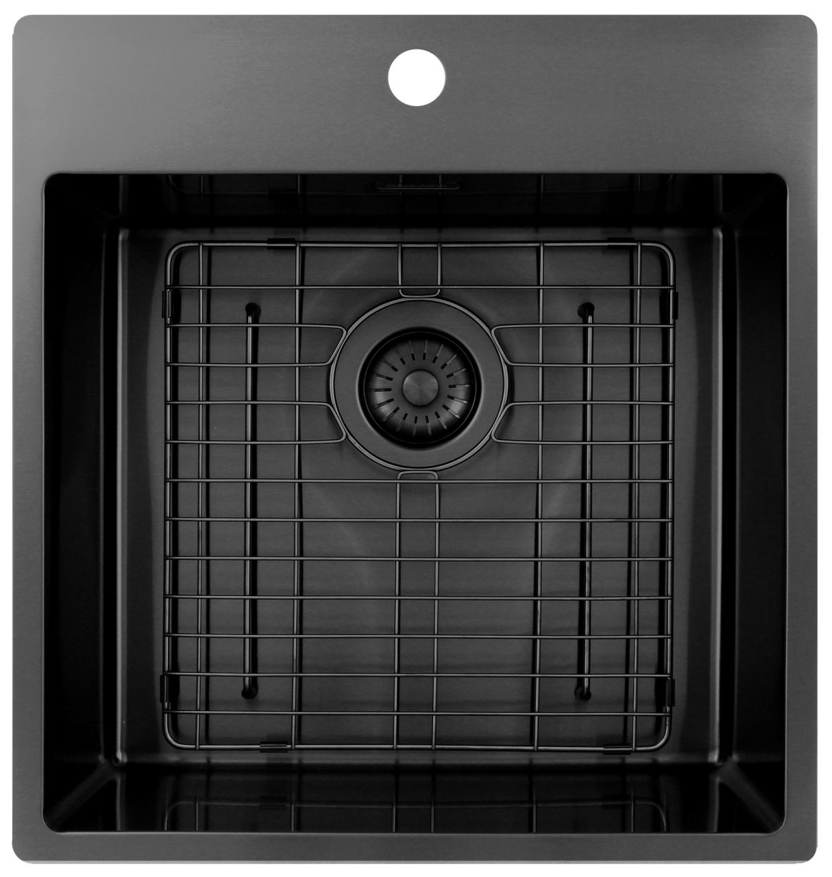 Pure.Sink Exclusivo Gun Metal spoelbak 49x52 cm Tapwing met kraangatbank 10mm radius PEX4540T-61 - Productafbeelding 5
