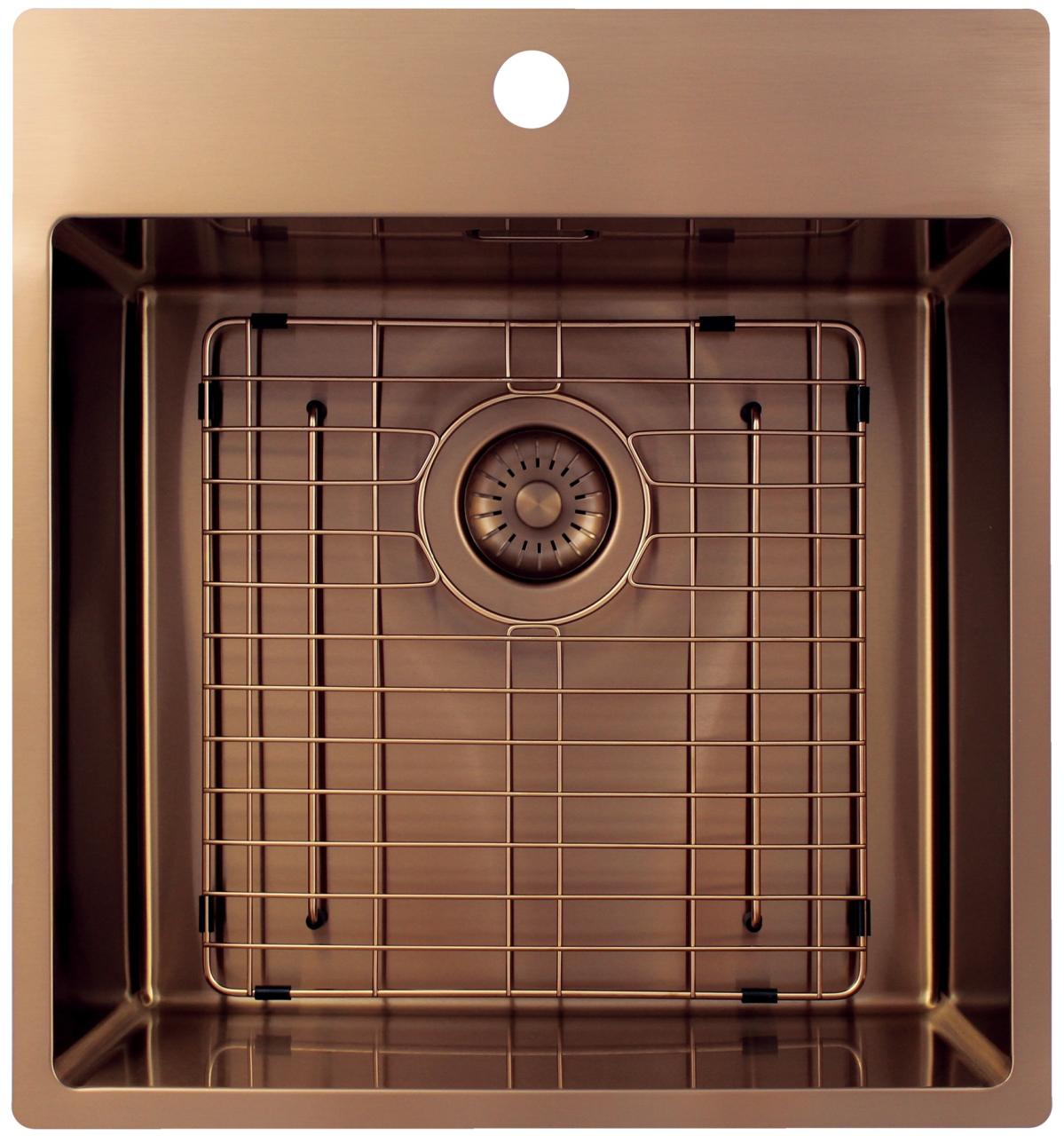 Pure.Sink Exclusivo Koperen spoelbak 49x52 cm Tapwing met kraangatbank 10mm radius PEX4540T-62 - Productafbeelding 5