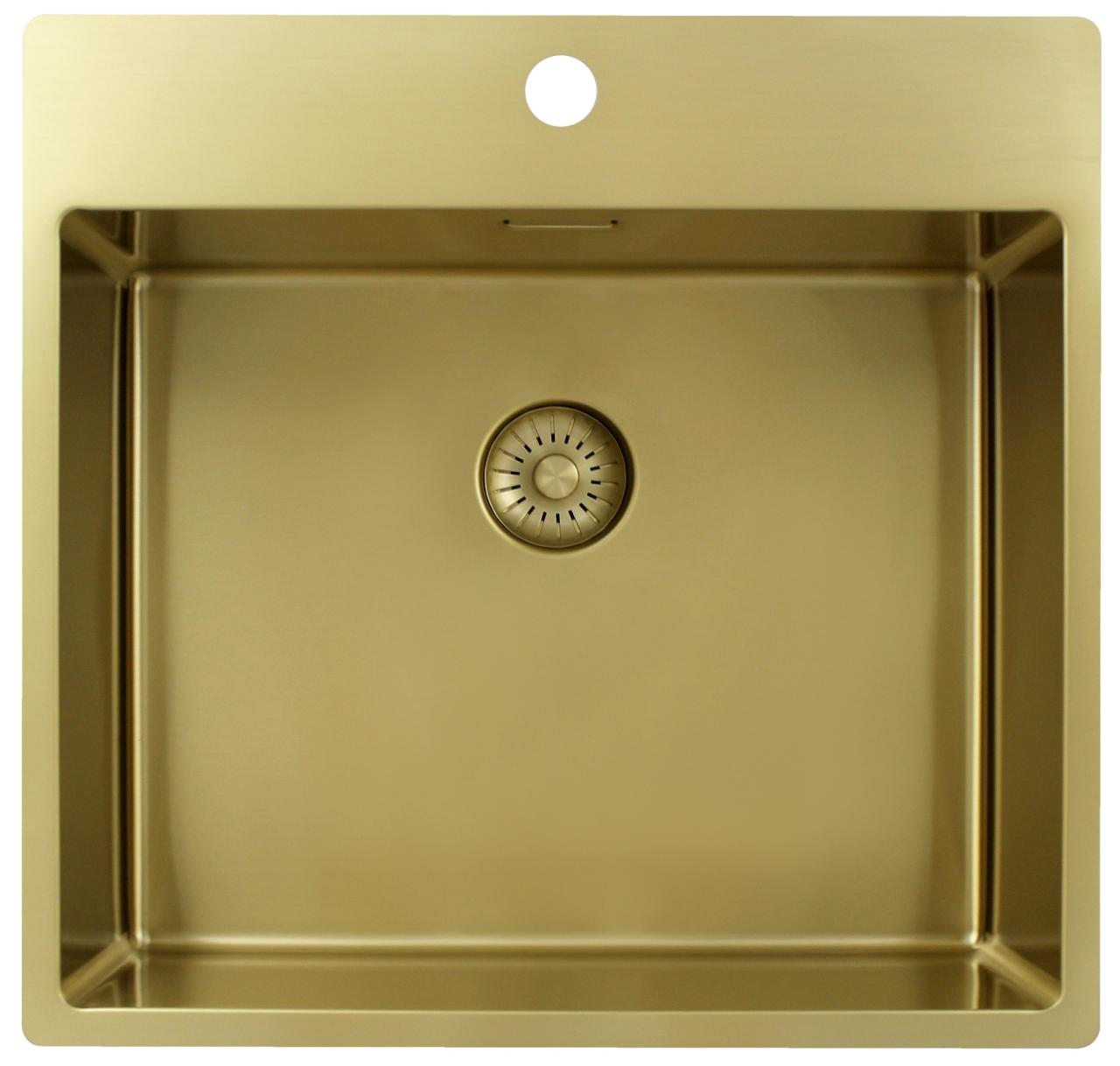 Pure.Sink Exclusivo Gouden spoelbak 54x52 cm Tapwing met kraangatbank 10mm radius PEX5040T-60 - Productafbeelding