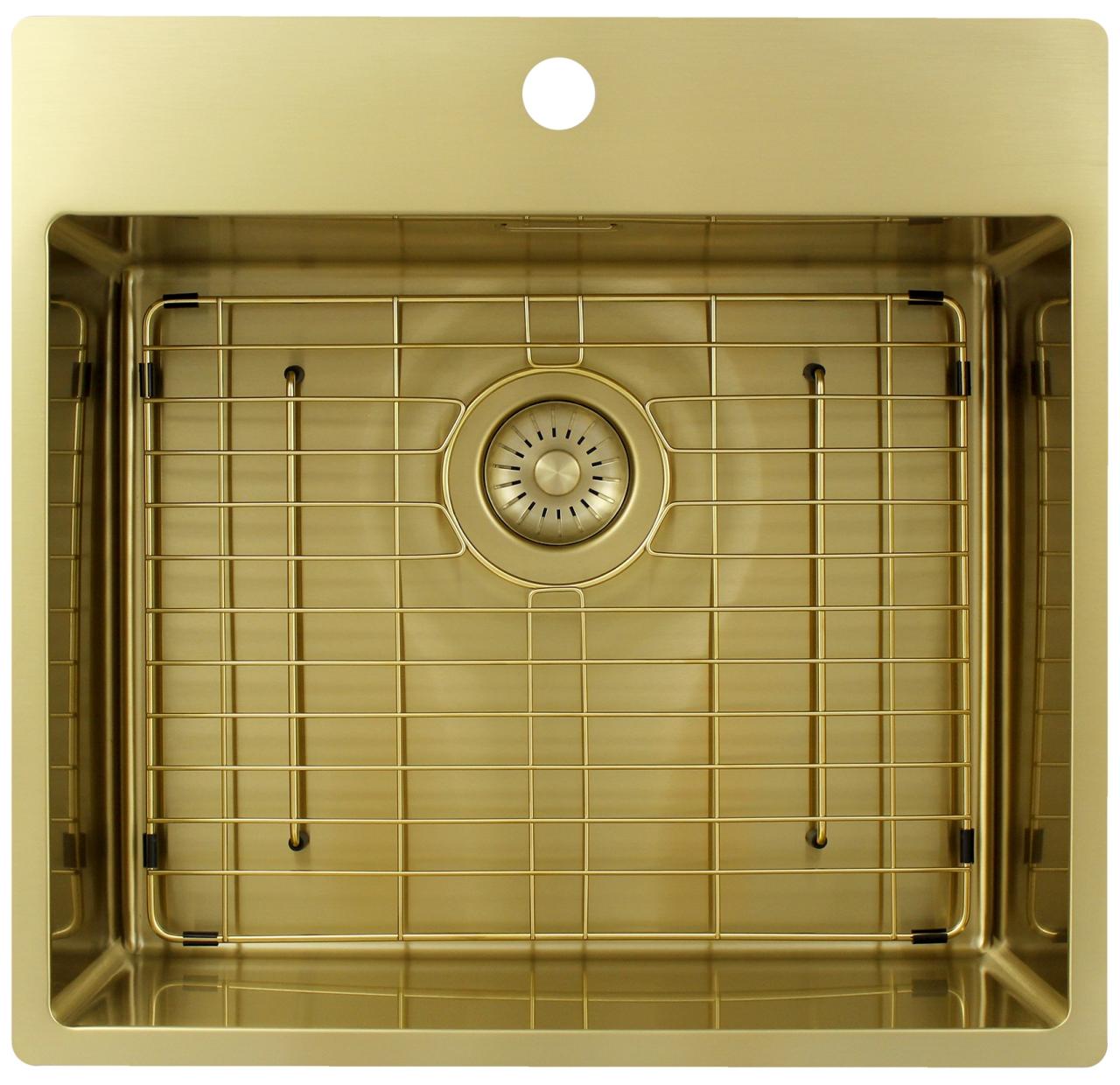 Pure.Sink Exclusivo Gouden spoelbak 54x52 cm Tapwing met kraangatbank 10mm radius PEX5040T-60 - Productafbeelding 5