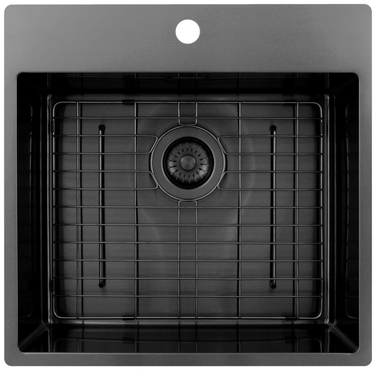 Pure.Sink Exclusivo Gun Metal spoelbak 54x52 cm Tapwing met kraangatbank 10mm radius  PEX5040T-61 - Productafbeelding 5