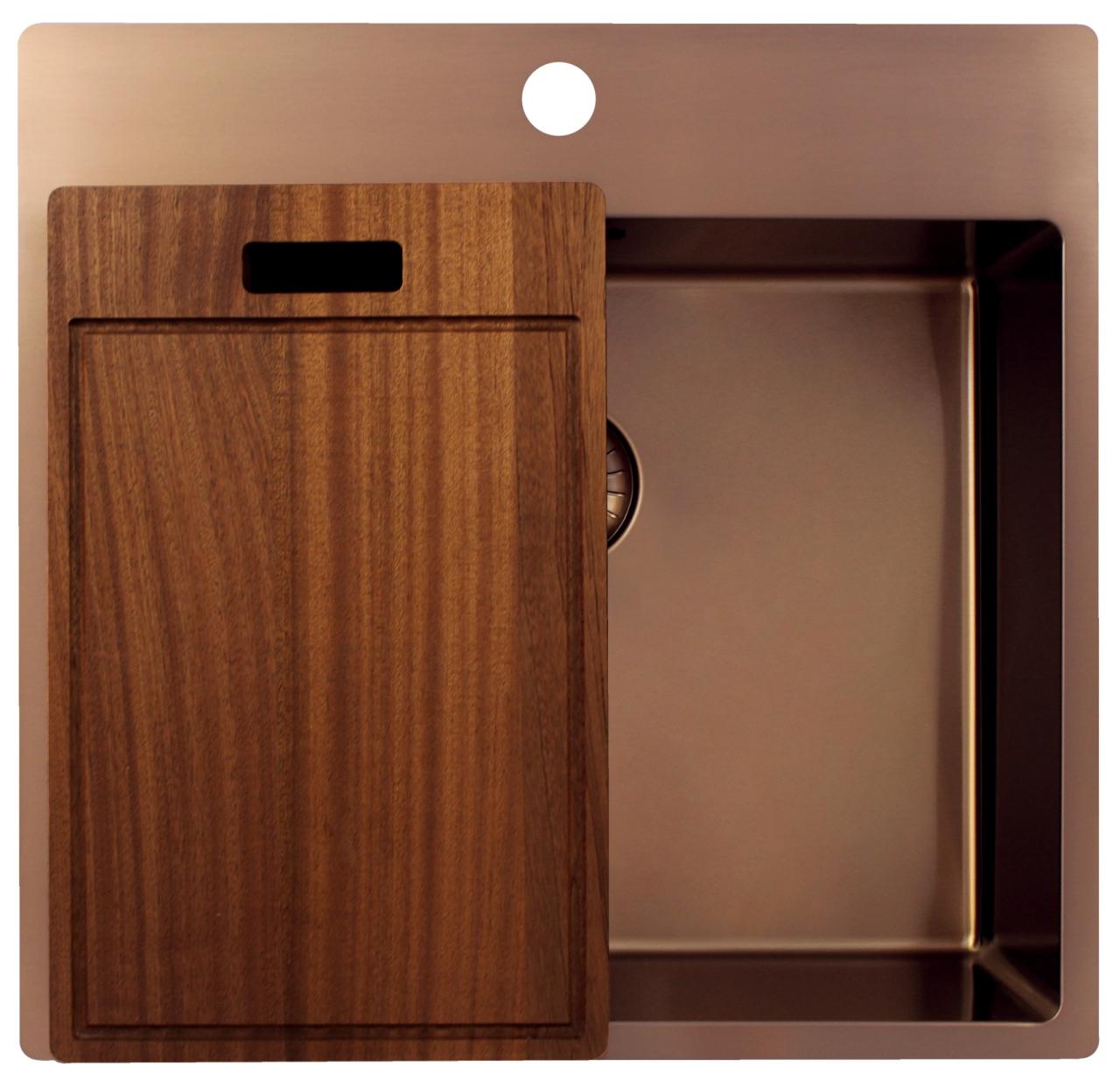 Pure.Sink Exclusivo Koperen spoelbak 54x52 cm Tapwing met kraangatbank 10mm radius PEX5040T-62 - Productafbeelding 6