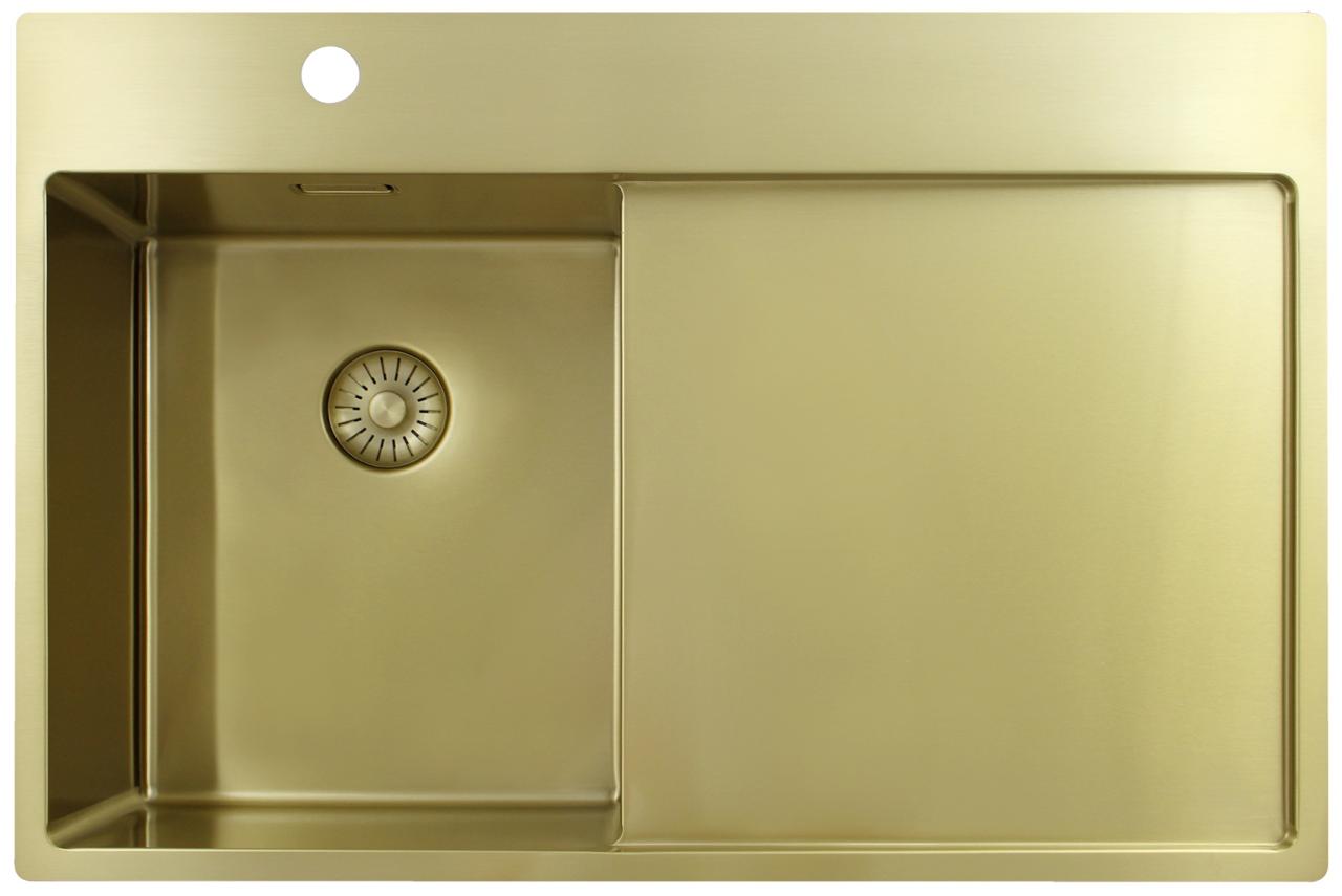 Pure.Sink Exclusivo Gouden kleine spoelbak met afdruipgedeelt 78x52 cm Tapwing links PEX3478LT-60 - Productafbeelding