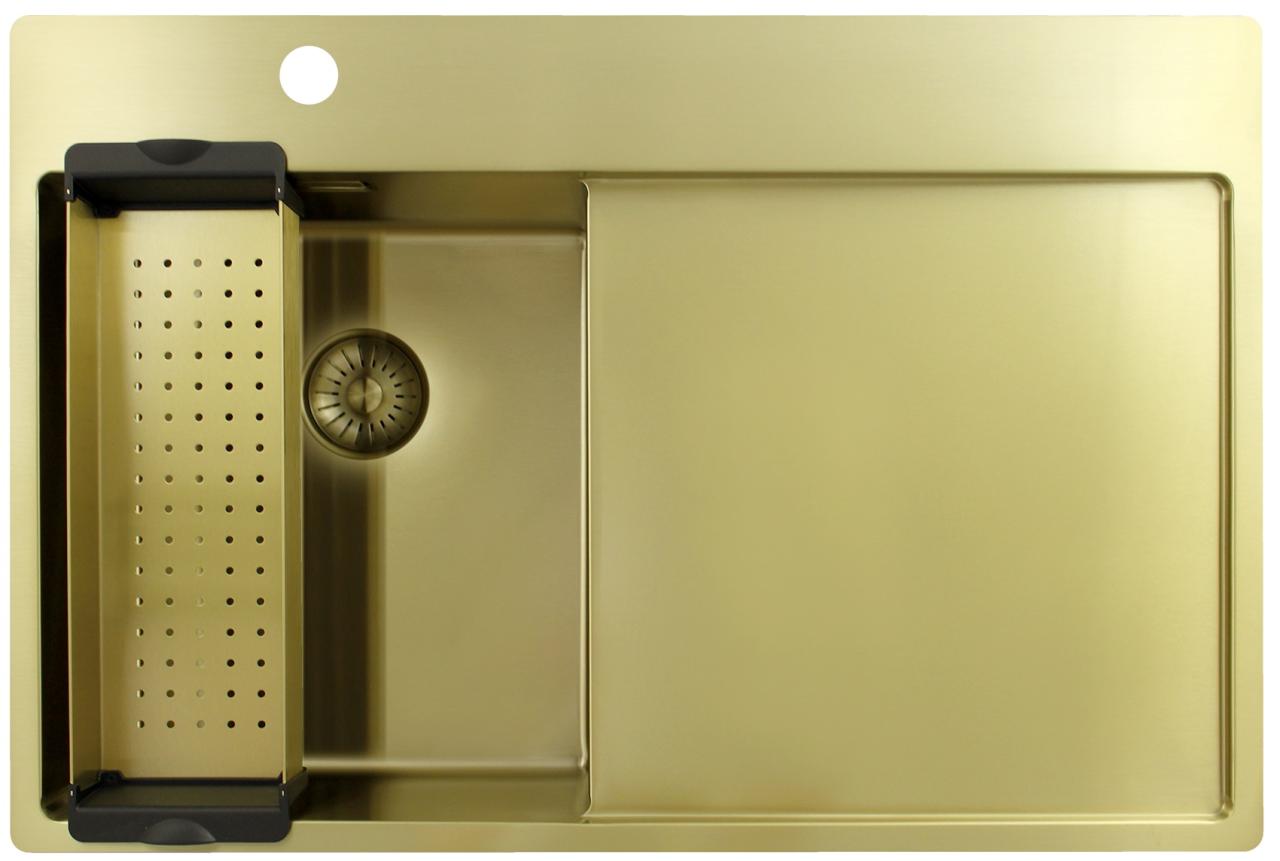Pure.Sink Exclusivo Gouden kleine spoelbak met afdruipgedeelt 78x52 cm Tapwing links PEX3478LT-60 - Productafbeelding 3