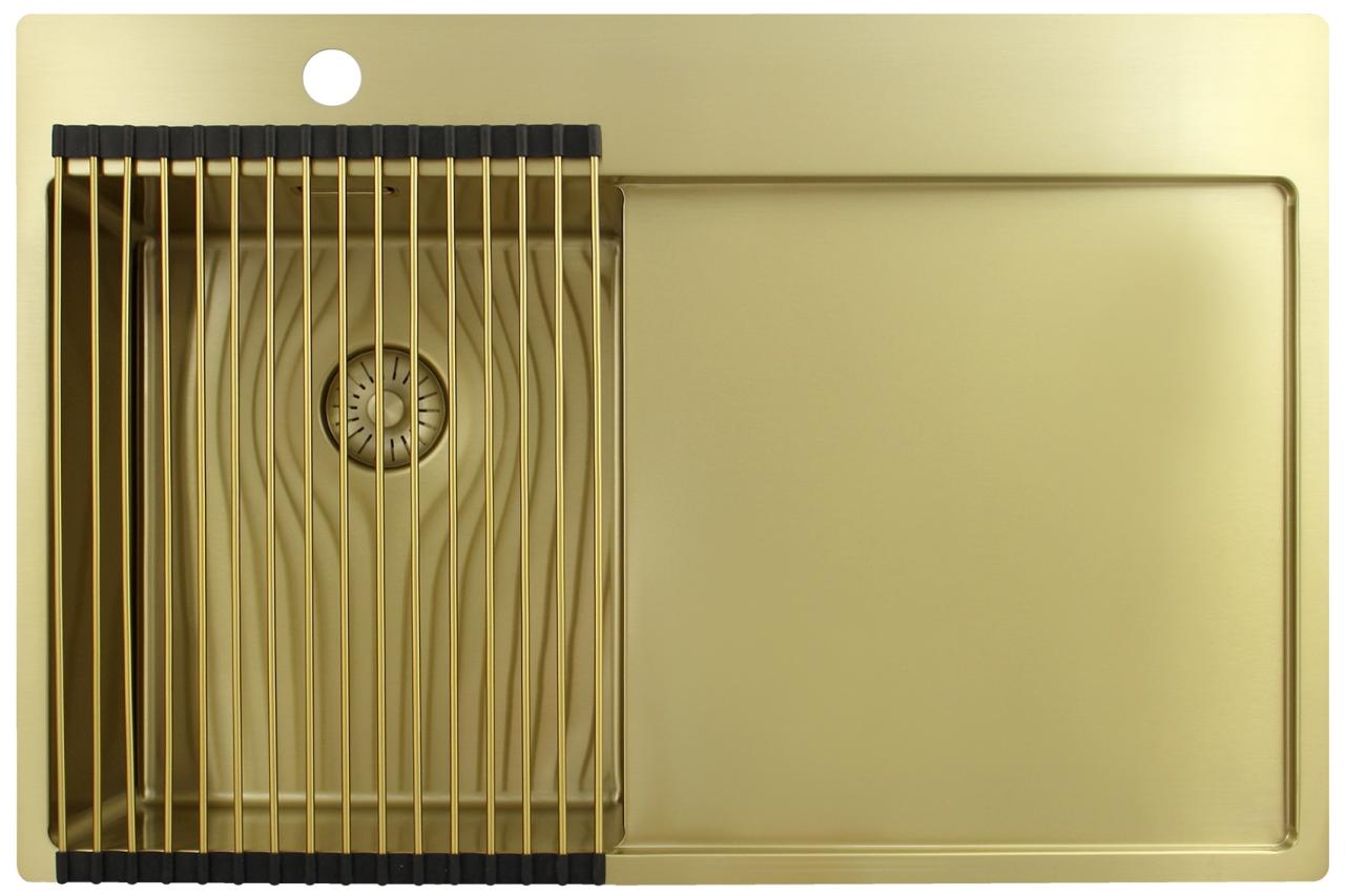 Pure.Sink Exclusivo Gouden kleine spoelbak met afdruipgedeelt 78x52 cm Tapwing links PEX3478LT-60 - Productafbeelding 4